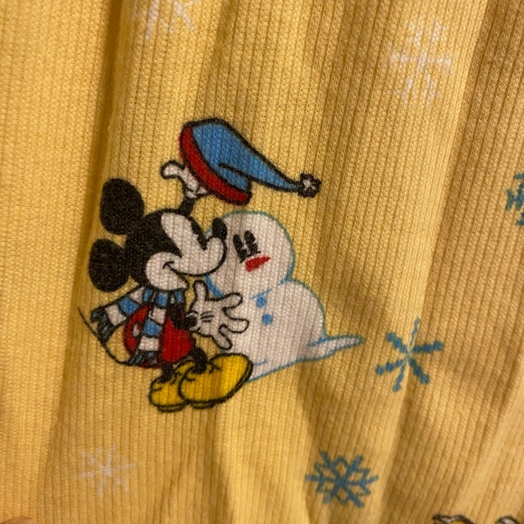 Disney Pajama Set Women L Mickey Mouse Snowman 2 Piece Lot Large Lg Yellow Blue - Picture 10 of 10